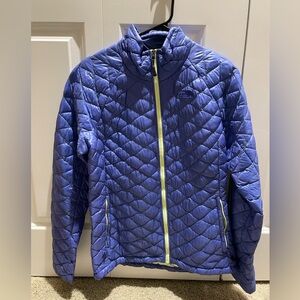 The North Face Quilted Jacket . Size M. Blue with yellow accents. EUC.